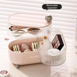 Storage Boxes Dust-proof Makeup Organizer Multi-layered Rotating With Dustproof Compartments For Brushes