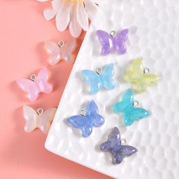 Charms 10Pcs Color Glitter Butterfly Resin Fashion Jewelry Making Accessories Women Earrings Necklace Sweet Pendant DIY Keychain