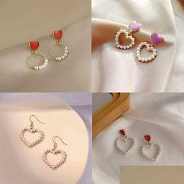 Pearl Earrings For Women Hollow Heart Pendants Personality Hanging Boucle Oreille Drop Delivery Dhgarden Otacb