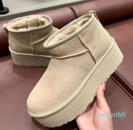 Women Platform Boot Matte Fur Australie Snow Boots Slippers Suede Wool Comfort Winter Ankle Booties For Women