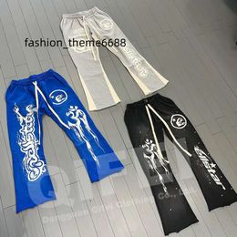 Custom mens flair sweatpants jogging fleece blanks 100% cotton puff printing casual vintage man track flared jogger pants