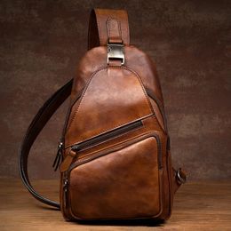 Waist Bags Retro trend leather chest bag largecapacity casual men's shoulder commuting cycling 231027