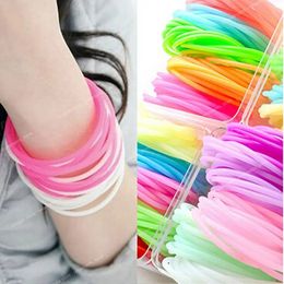 Wholesale 20PCS Neon Fluorescent Luminous Silicone Bracelets Wristband Candy Gummy Hairband Unisex bangles Glow Rubber Bracelet Fashion JewelryBracelets High