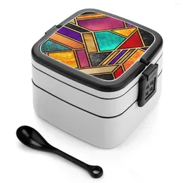 Dinnerware Colorful City Night Bento Box School Kids Lunch Rectangular Leakproof Container Graphic Pattern Abstract Colors Lines