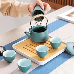 Teaware Sets 2023 Travel Tea Set Plate Simple Ring Handle Pot Bamboo Cup El Family Business Gift