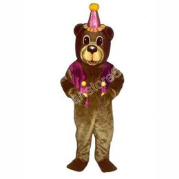 Happy Birthday Bear Mascot Costume Carnival Outfit Adults Size Christmas Birthday Party Outdoor Dress Up Promotional Props