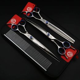 Hair Salon Professional Pet Dog Grooming Scissors 8" Straight 8"Curved 8" Thinning Scissors ShearsCombBag Japan SUS440C 231027