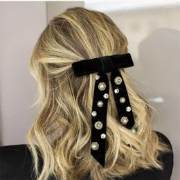 Hair Clips The Pearl Rhinestone For Women Fashion Temperament Bow Jewelry Personality Prom Catwalk Hairpin