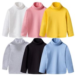 Пуловер, детская одежда, осень-зима 2023, рубашки унисекс, однотонные теплые водолазки с длинными рукавами для мальчиков и девочек 231027