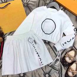 Luxury girls cotton Sets Clothing t shirt two piece Top children Puff Sleeve dress shirts tshirt suits black white Baby Clothes