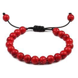 Adjustable Tiger Eye Beads Bracelets Red Energy Natural Stone For Couple Lucky Bracelet Handwoven Rope Bangle Brand Jewelry Gift Fashion JewelryBracelets red