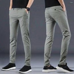 Men's Pants Business Men Spring Fall Slim Fit Pockets Korean Classic Trousers Straight Leg Casual Ankle Length Long