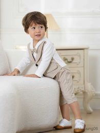 Clothing Sets Newborn Formal Anniversary Dress Boy Vest Infant Plaid Outfit Clothing Set Child Cotton Party Suit 3-24 R231028