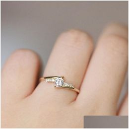 Ring For Women Simple Style Cubic Zirconia Wedding Rings Light Gold Color Fashion Jewelry Kbr103 Drop Delivery Dhgarden Otuig