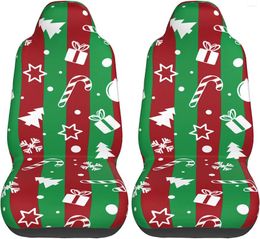 Car Seat Covers Stripe Christmas Signs Vehicle Front Universal Fit Protector 2 Pcs