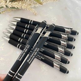 Decorative Objects Figurines Student Black Metal Ballpoint Pen Office School Advertising Free Custom Text Engraving Wholesale Gift 231027
