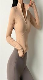 Yoga Outfits Halfzip Design Jacket Women Gym Training Jogging Exercise Pushups Coat Cycling Wear Warm Longsleeved Top8713041