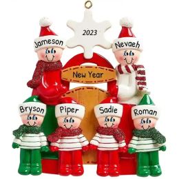 2023 Happy Family DIY Resin Christmas Ornaments Pendant Christmas Tree Decoration 1028