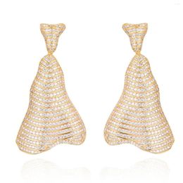Dangle Earrings GrayBirds High Quality CZ Radian Two Triangle Earring Full Cubic Stripe Jewellery MLE152