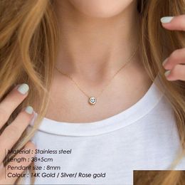 Classic Stainless Steel Necklace Women Designer Luxury Jewellery Gold Colour Bride Statement 12 Birthstone Drop Delivery Dhgarden Ot1K3