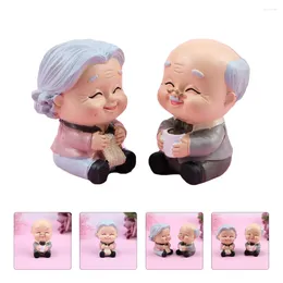 Dinnerware Sets 2 Pcs Birthday Cake Old Man Granny Ornaments Elderly Bride Gift Baking Supplies Resin Toppers