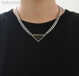 p Steel Niche Design Sense Geometric Three-dimensional Inverted Triangle Necklace for Men and Women Couples Simple Letter Tag Holiday Gift