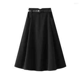 Skirts Jupe Femme Ete Autumn And Winter Korean High Waist Pleated A-line Mid Length Umbrella Skirt Woollen Half