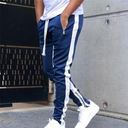 Men's Pants Sports Joggers Zipper Patchwork Casual Stitching Fitness Bottoms Skinny Sweatpants Gyms Male Track M-3XL