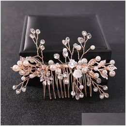 Crystal Rhinestone Flower Pearl Hair Comb Pin Headband Tiara For Women Bride Girl Wedding Bridal Accessories Jewellery Band Dro Dhgarden Otsuo