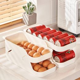 Storage Bottles Automatic Rolling Egg Holder Rack Refrigerator Box Eggs Dispenser Fridge Basket Container Kitchen Organiser