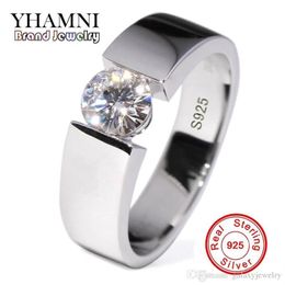 send silver certificate yhamni 100 real pure 925 silver ring 6mm sona cz diamond engagement wedding rings Jewellery for men dr10198x