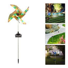 Garden Decorations Decorative Wind Spinners Wrought Windmill Iron Painted Stakes Solar Light Yard Home Decor Ornament