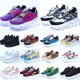Casual Shoes Italy Chain Reaction Shoes Casual Shoe Sneakers Height reflective triple black white multi-color suede Womens Mens Fashion Luxury Designer Trainers