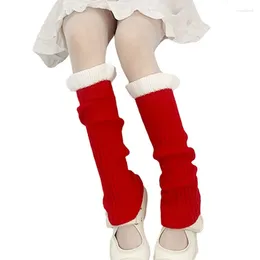 Women Socks Rib Knit Harajuku Lolita Stocking Y2k Japanese Ruffle Trim Knee Boot Cuffs Long Body Warmer Ladies