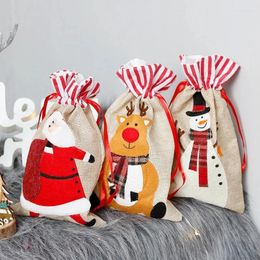 Gift Wrap MissDeer Christmas Santa Sack Large Canvas Bag With Drawstring Xmas Package Storage Wrapping Party Supplies
