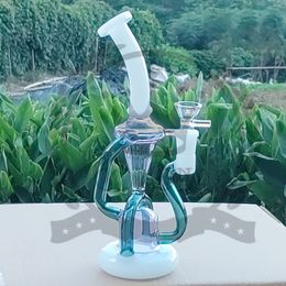 8 Inches hookah 9 Arm percolator and glass bong glass water pipe clear,color Double Recycler Bong