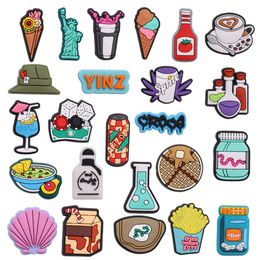 MOQ 20Pcs PVC Ice Cream Coffee Hat Drink Statue of Liberty Shoe Charm Accessories Decoraiton Buckle Decorations for Bands Bracelets