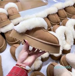 Men Women Platform Slippers Winter Snow Boots Real Sheepskin Warm Fur Indoor Outdoor Sandals Classic Ultra Mini Platform Booties