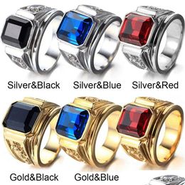 Fashion Vintage Blue Crystal Ring Hip Hop Punk Rock Gold Colour Dragon For Men Women Wedding Engagement Drop Delivery Dhgarden Otpcp