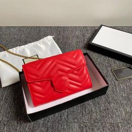 Quilted Marmont Woc Mini Bag Chain Wallet Women Fashion Leather Crossbody Bags 20cm 4 Colors Black White Red Nude Pink Credit Card281H