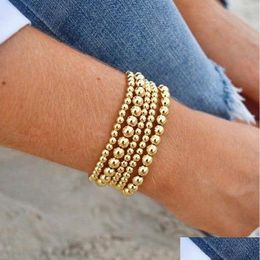 Bangle Fashion Stainless Steel Gold Colours Elastic Rope Bracelet Bead Chain Woman Bracelets Bangles Women Party Jewellery Drop Delivery Dhoht