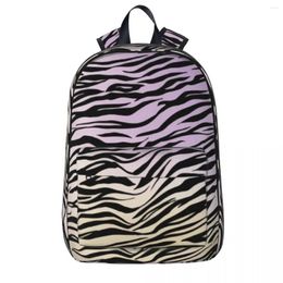 Backpack Watercolor Ombre Zebra Print Pretty Backpacks Boy Girl Cycling Soft High School Bags Colorful Rucksack