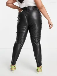 Pants Plus Size High Waist PU Leather Women Stretchy Slim Pencil Ladies Casual Large Trousers 5XL 6XL 7XL Custom