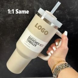 DHL Logo DUNE Quencher H2.0 40oz Stainless Steel Tumblers Cups Silicone handle Lid Straw 2nd Generation Car mugs Keep Drinking Cold Water Bottle 1028i