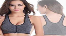 Women039s Sports Bra No Steel Ring Front Zipper Medium Strength Tennis Running Fitness Yoga Bra Underwear 7 colors5531869