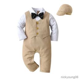 Clothing Sets Gentleman Baby Boy Baptism Birthday Clothes Set Formal 0-18 Months Infant Hat 3 Suit Children Christening Outfit R231028