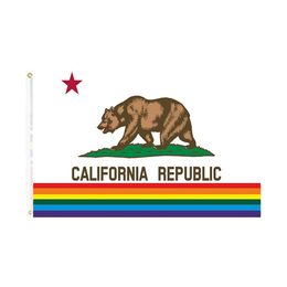 Banner Flags California Rainbow Flag Pride Lgbt Direct Factory 90X150 For Indoor Outdoor Hanging Decoration Drop Delivery Home Garden Dhz7L