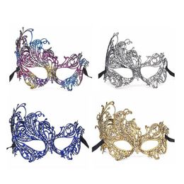 Party Masks Sexy Colorf Bronzing Lace Mask Half Face Wedding Fashion Dance Clubs Ball Performance Carnival Masquerade Drop Delivery Dhtvc