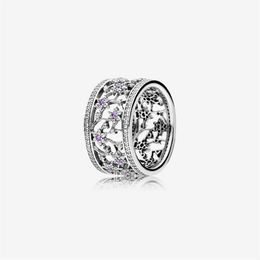 New 925 Sterling Silver Forget Me Not Ring With Purple Crystal & CZ For Women Wedding & Engagement Rings Fashion Jewelry Ship275h