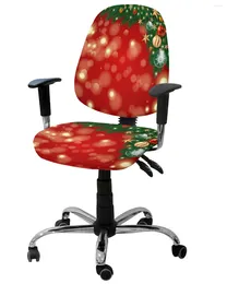 Chair Covers Christmas Pine Needles Stars Elastic Armchair Computer Cover Stretch Removable Office Slipcover Split Seat